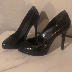 Ralph Lauren Snakeskin Closed-Toed Heels